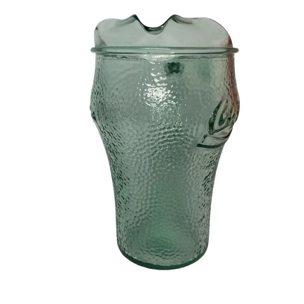 Vintage Coke 1980's Pebbled Glass Drinking Pitcher